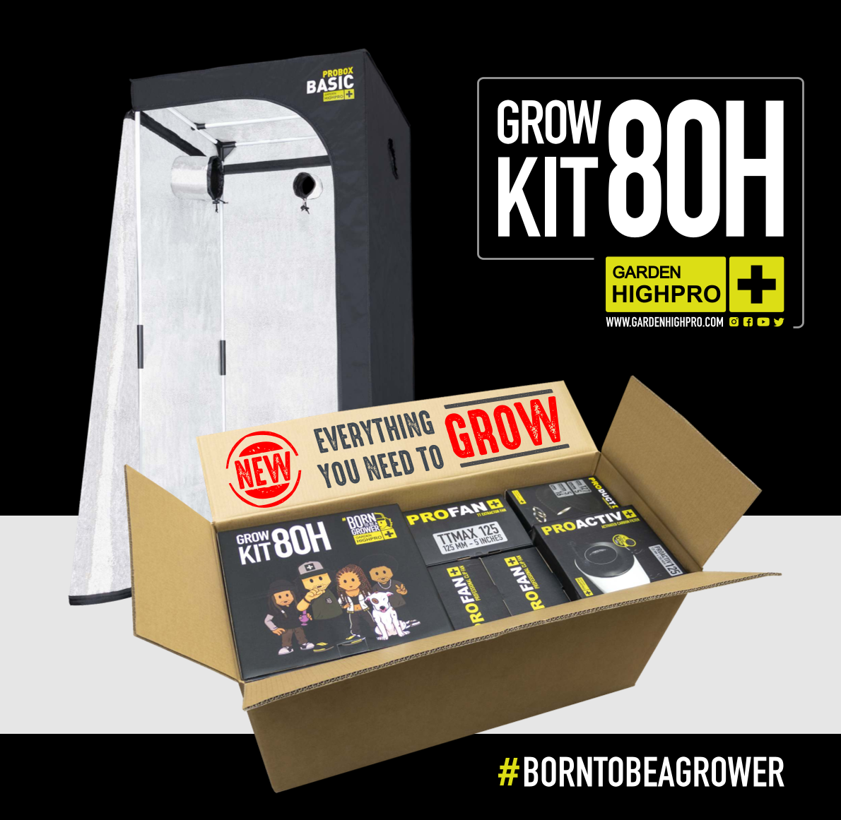 Growbox Komplettset 80x80 Zubehör Lucky Hemp