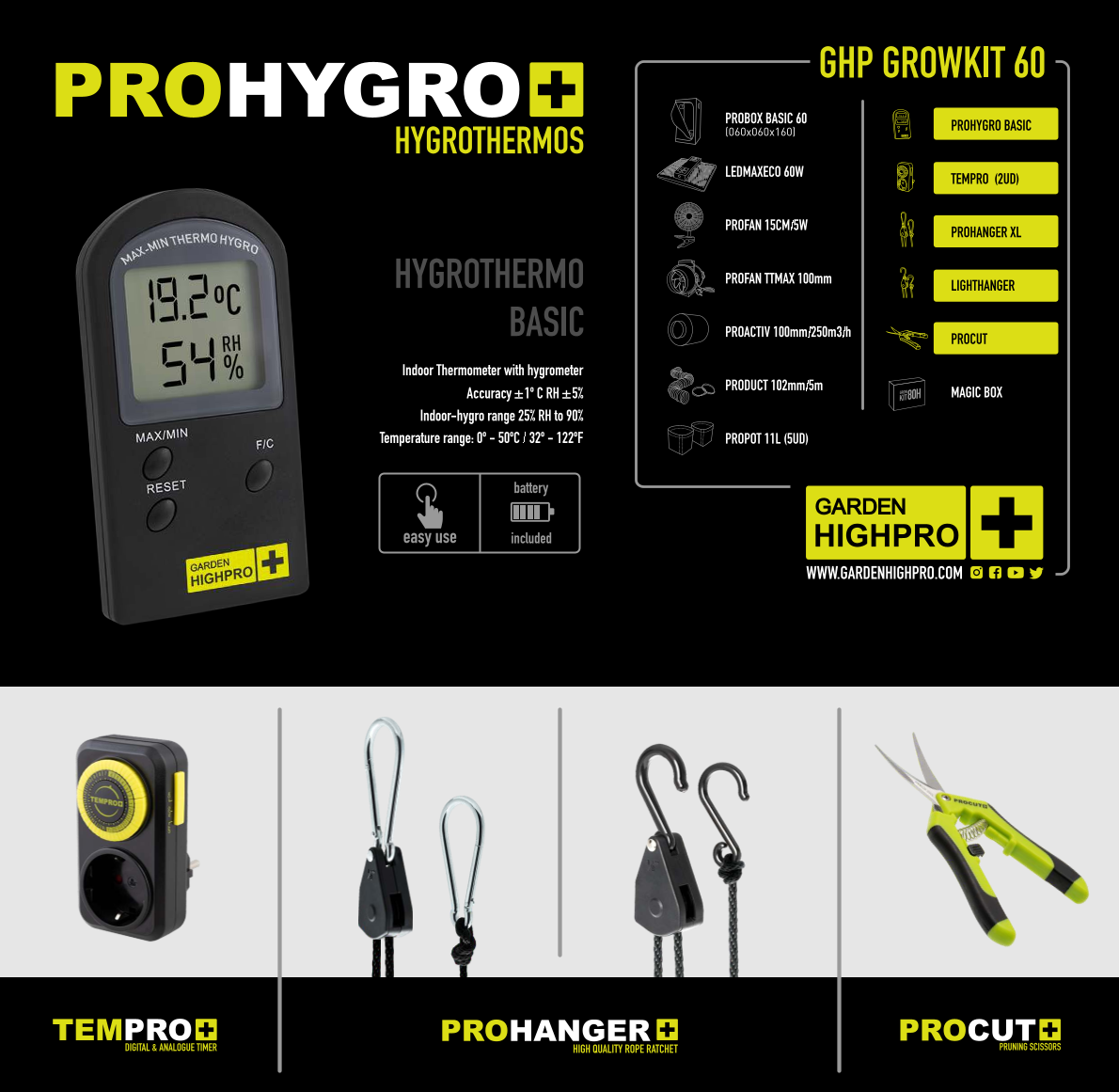 Growbox Komplettset 60x60 Zubehör Lucky Hemp