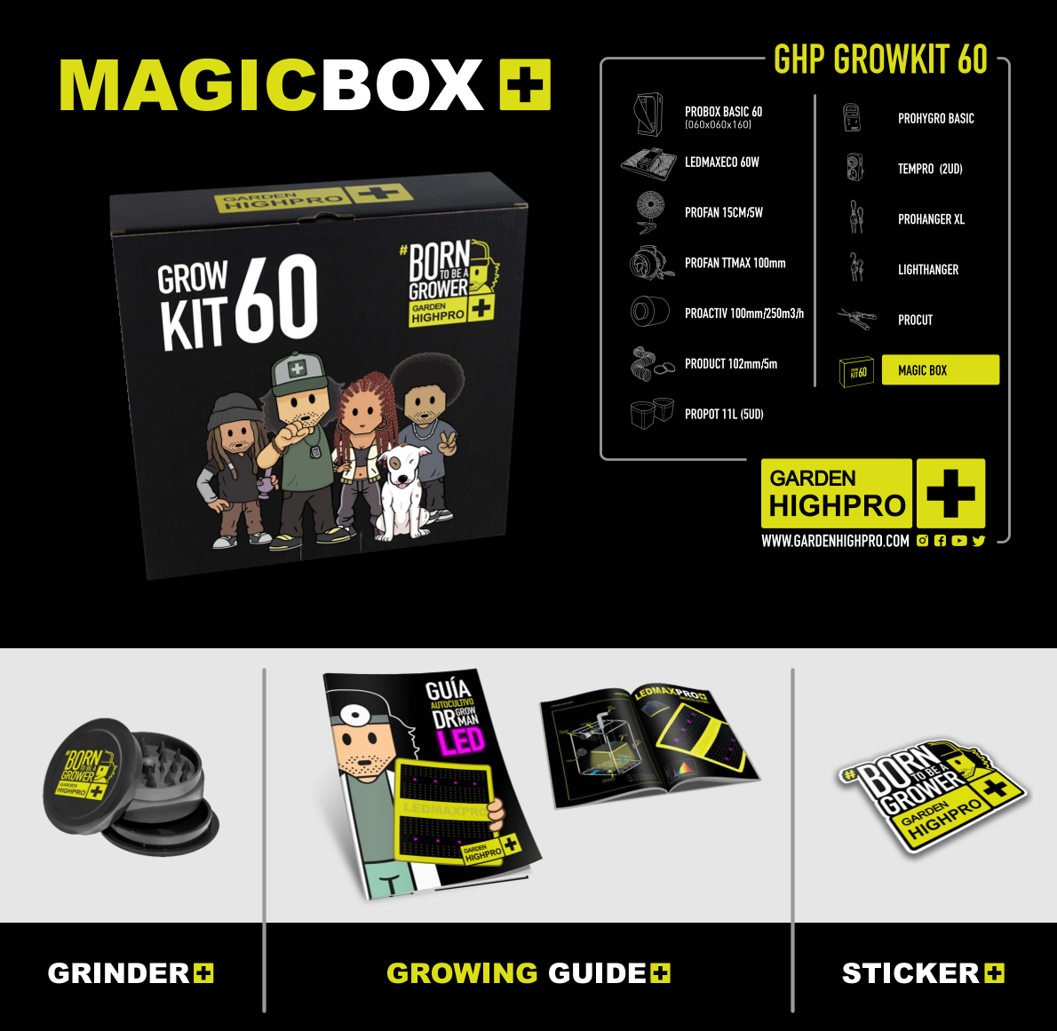 Growbox Komplettset 60x60 Zubehör Lucky Hemp