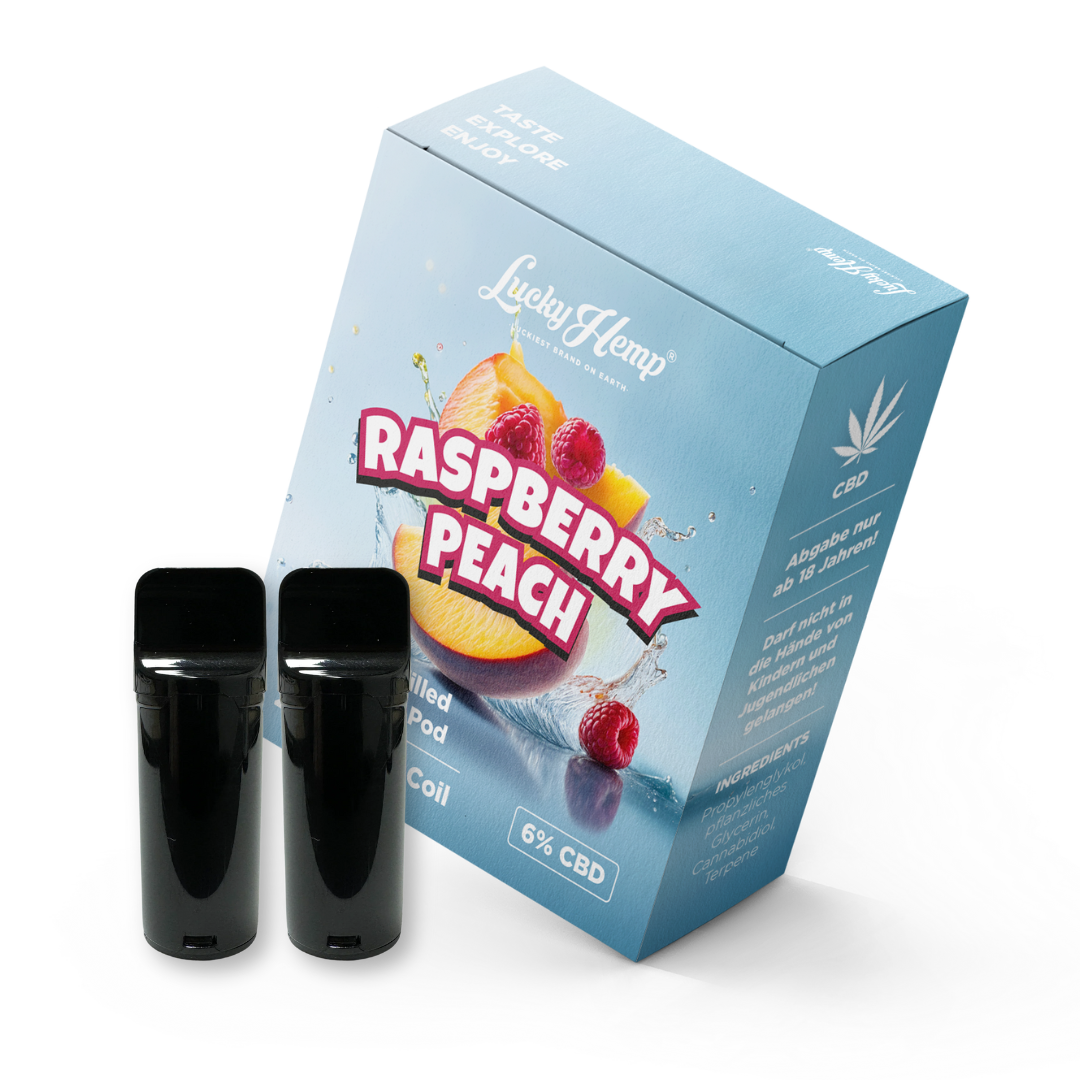 2x Pods Raspberry Peach Vape Pens Lucky Hemp